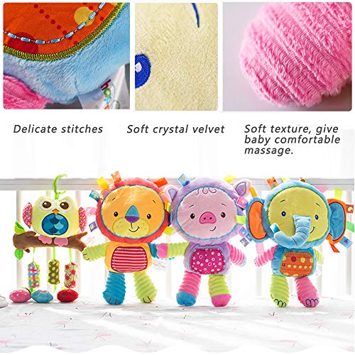 Image of Baby Tags Toy, Taggie Security Blanket Elephant Stuffed Toy, Baby Plush Sensory Tag with Ribbons & Rattle, Toddler, Newborns, Infant