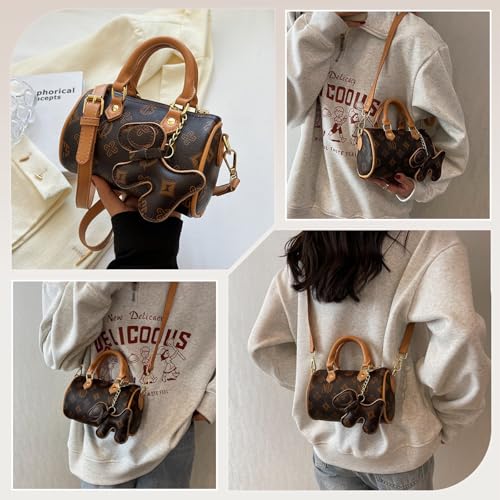 Bolso de mujer con diseño de perro y correa cruzada miniatura 6