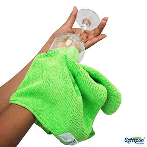 Image of SOFTSPUN Microfiber Cloth (5pcs - 40x60cms -340GSM) Green, Super Soft Absorbent Cleaning Towels Cleans & Polishes Everything in Your Home.