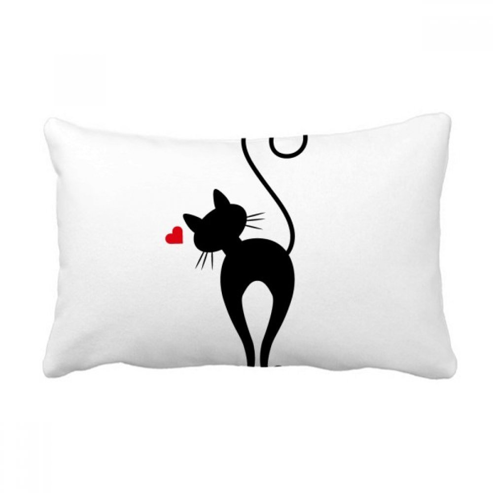 Coussin chat coeur oreiller lombaire canapé déco multicolore 16x24 pouces