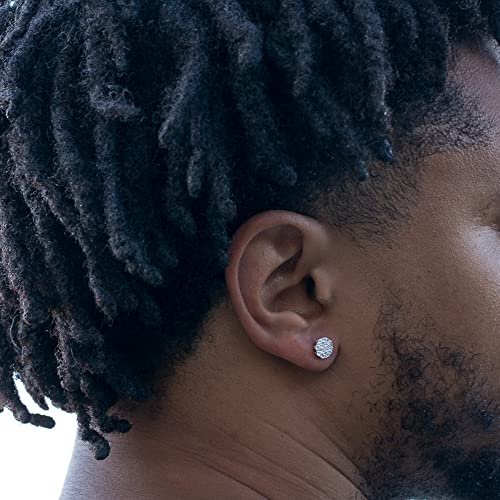Mens Mini Round Sterling Silver Cluster Zig Zag Set Stud Hip Hop Earrings #TOP4