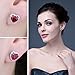 JewelryPalace Heart Of Ocean 3.8ct Created Red Ruby Halo Stud Earrings for Women, Love Forever 14k White Gold Plated 925 Sterling Silver Earrings for Her, Gemstone Jewelry Set for Women