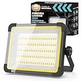 SUKITEN 投光器 充電式 led 【最大輝度で23時間点灯】作業灯 屋外 200W 16000lm 16000mAH大容量 ワークライト IPX4防水 超高輝 USB/ソーラ充電 3つ点灯モード 便携式 マグネット フック付き 無段階調光 キャンプ アウトドア 屋外照明 夜間工事 防災 夜釣り 常備灯 停電対策 非常用