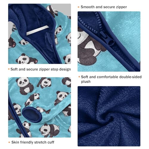 CHIFIGNO Cute Pandas Blue Toddler Boy Winter Jacket, Boy Zip up Hoodie Warm for Fall Winter Spring 3T3