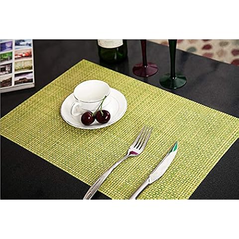 Homieco Placemats and Coasters Set of 6 Non-slip PVC Washable Heat Resistant Table Mats Vinyl Dining Place Mats for Kitchen Table Cover