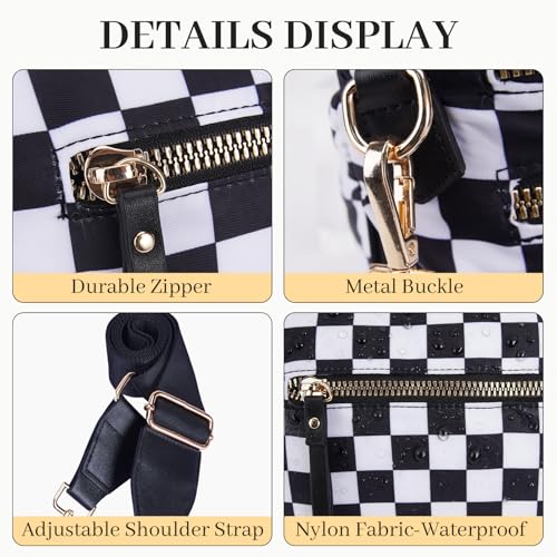 Image of Womens Crossbody Bag, Spacious Nylon Bum Bag Trendy Shoulder Purse with Adjustable Strap Zipped Travel Essentials