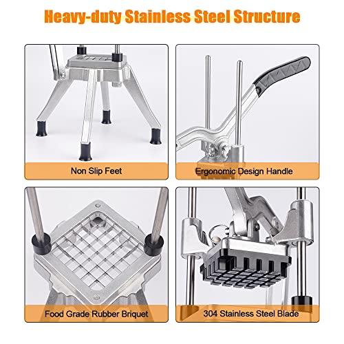 Cityle Commercial Vegetable Fruit Chopper Potato French Fry Cutter Stainless Steel With 1/2″, 1/4″ & 3/8″ Blades Heavy Duty Professional Food Dicer Slicer For Potatoe, Tomato, Onion, Mushroom #TOP2