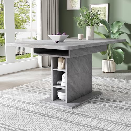 Table à manger extensible avec rangement en métal | Table rectangulaire de cuisine - 5