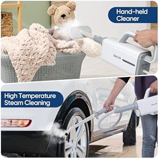 Seyola Steam Mop for Floor Cleaning, Steam Cleaner for Home with Handheld 6-in-1 Multi-function Attachments for Hardwood Floors, Clothes, Windows, Tiles Grout, Furniture Cleaning (White-Gray)