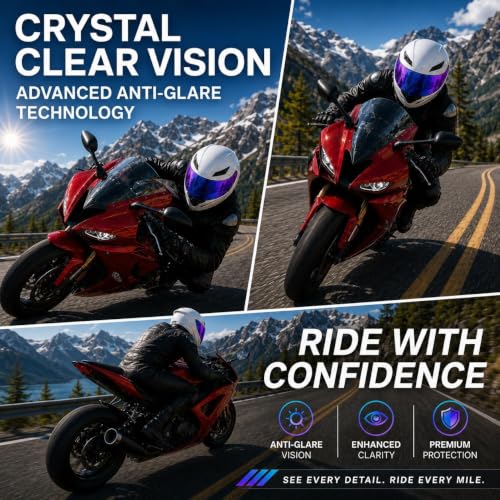 Image of PSLER Shatterproof Helmet Visor for K1 K1S K3SV K5 K5S,(Film&Rainbow) | Impact-Resistant ,UV400 Protection, Motorcycle Tinted Face Shield for K1 K1S K3SV K5 K5S ,Visor Replacement