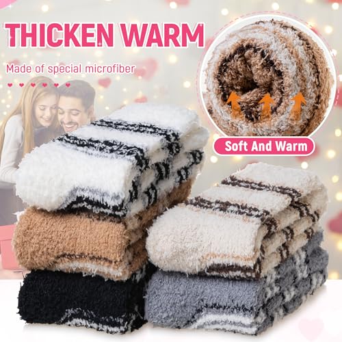 Image of Eocom Fuzzy Socks for Womens Warm Fluffy Winter Cozy Thick Plush Slipper Sleep Comfy Crew Christmas Socks 5 Pairs