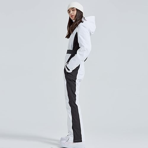 Miniatura 4 de YEEFINE Traje de esquí de una pieza para mujer, traje de snowboard para nieve, invierno, al aire libre, chaqueta y pantalones de esquí impermeables