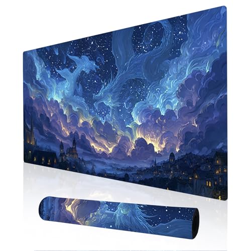 Image of Nuxovilar Dragon Starry Sky Large Mouse Pad Gaming Mouse Pad Polyester 11.8x31.4 Inches for Home, Gaming Room, Office, Mythical Decor for Fantasy Enthusiasts