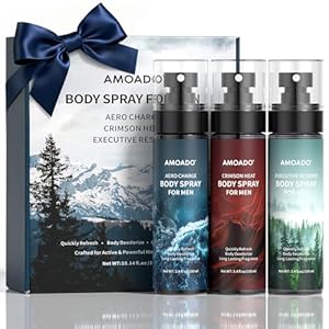 Men’s Body Spray Set – Body Spray for Men,Deodorizing Body Mist Refreshing Spray, Aluminum-Free Cologne Gift for Him, Oriental & Woody Scents,Each 3.4 fl oz