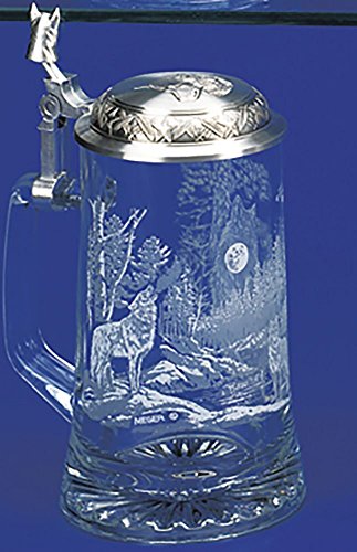 James Meger Glass Timber Wolf Stein German Beer Glass Stein #TOP1