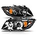AmeriLite for 2006-2008 BMW 3-Series E90 E91 Sedan Wegon Xtreme LED Halos Ring Black Projector Headlights Set - Passenger and Driver Side