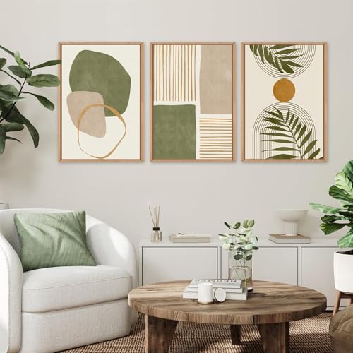 3 Affiche Beige et Vert Sauge 50X70CM Poster Moderne Abstrait Tableau Decoration Murale Salon Abstrait Toile Moderne Design Salon Affiche Style Boho Poster...