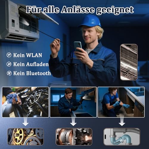 Ennovor Endoskopkamera mit Licht, 1920P HD-Inspektionskamera, Kanalkamera 7,9-mm-mit 8 LED Licht, wasserdichte IP67-Rohrkamera, kein WLAN, für Android & iOS, für Autos | Rohre | Maschinen (5 M)