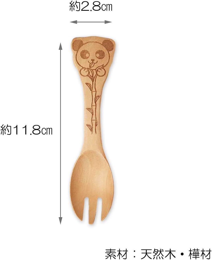 Fork, Natural Wood, 4.6 x 1.1 inches (11.8 x 2.8 cm), Wood, Kids (Kids), Panda CTCKK-13
