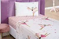 Jogo De Cama Lençol Bouti Kids Solteiro Infantil Com 03 Peças Estampado Bailarina