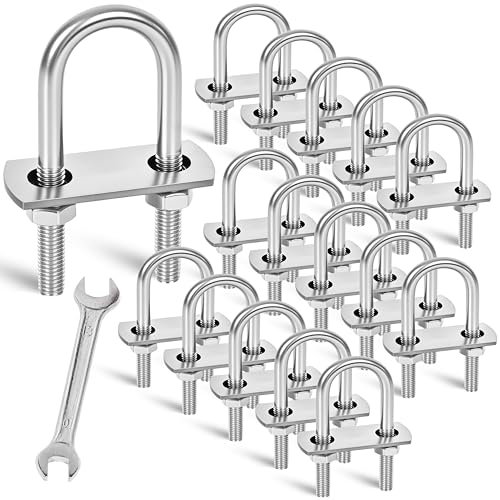 Image of 16 Sets M8 U-Bolts,u-Bolts 1 inch (25mm) Wide,U-Bolts with Nuts