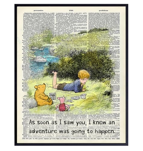 Image of Winnie Pooh Quote Upcycled Dictionary Art - A. A. Milne Vintage Wall Art print, Poster - Home Decor Room decoration for Nursery or Kids Room - Gift for Girls, Boys, Moms, Baby shower - 8x10 Unframed