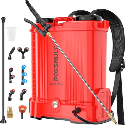 Battery Powered Backpack Sprayer for Mil-waukee M18 Battery 5.3 Gallon 100 PSI Electric Weed Sprayer Yard Graden Sprayer with Telescopic Wand 7 Nozzles Backpack Sprayer 18v (Battery Not Included)
