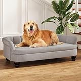 SEYNAR Dog Couch Sofa Bed, Comfortable Pet Sofa for Large and Medium Dogs, Soft Velvet Cushion, Durable Pet Furniture for Living Room, Washable Dog Bed for Couch 40.16‘’ (Gray)