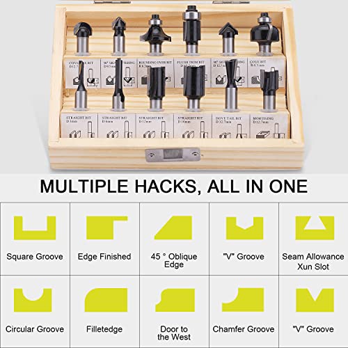 Wood Trimmer, DEWINNER Router Tool Electric Woodworking Power Router Trimmer,Variable Speed Hand Joiner Tool Plunge Router, Trimmer Laminator with 12PC 6mm 8mm Bits Collets 9 Wood Trimmer, DEWINNER Router Tool Electric Woodworking Power Router Trimmer,Variable Speed Hand Joiner Tool Plunge Router, Trimmer Laminator with 12PC 6mm 8mm Bits Collets - Image 9