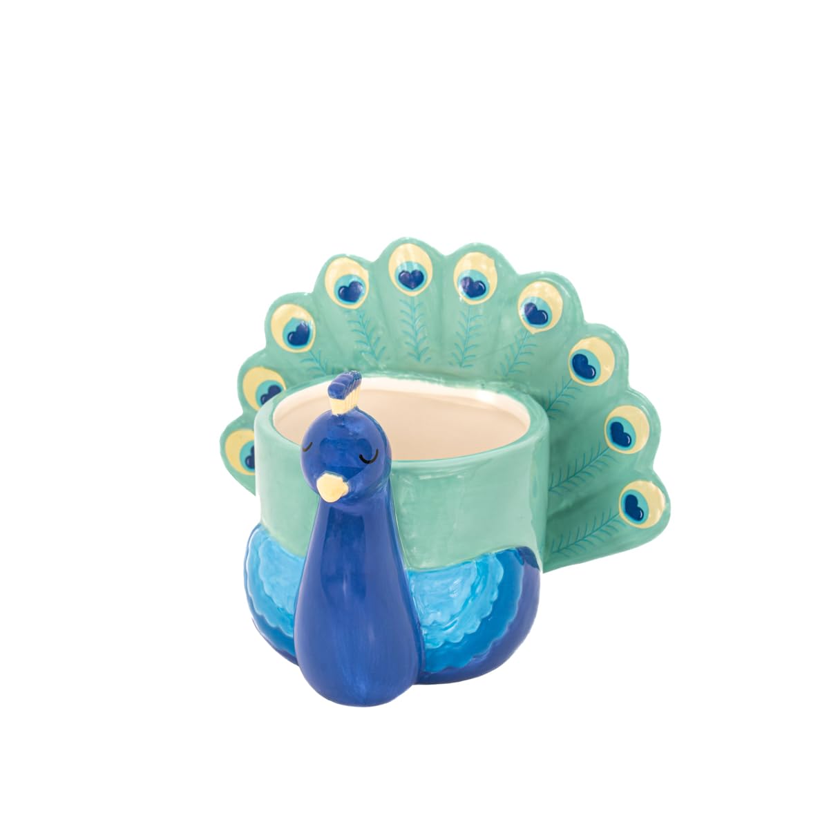 Sass & Belle Blue/Green Peacock Ceramic Indoor Planter – Colourful Mini Pot For Succulents, Cactus, Flower Bulbs, Quirky Home Décor, Garden Accessory, Plant Pot Gift Idea