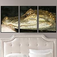3 Piece Framed Canvas Wall Art Alligators Dramatic Canvas Prints Home Artwork Decoration for Living Room,Bedroom - 16