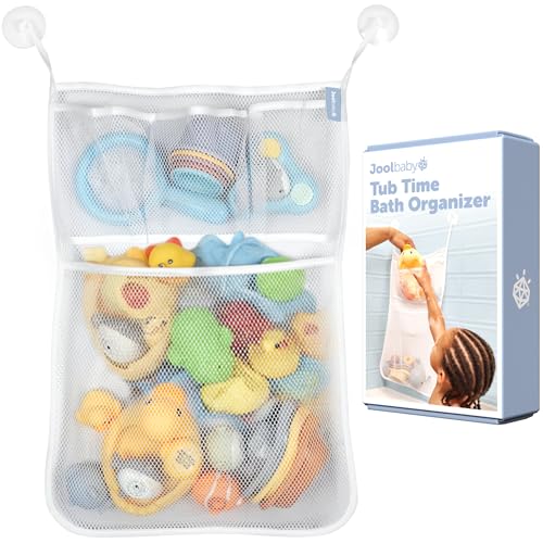Image of Jool Baby Bath Toy Storage Bag – Mesh Holder for Kids Bathtub Toys – Suctions to Wall, Machine Washable