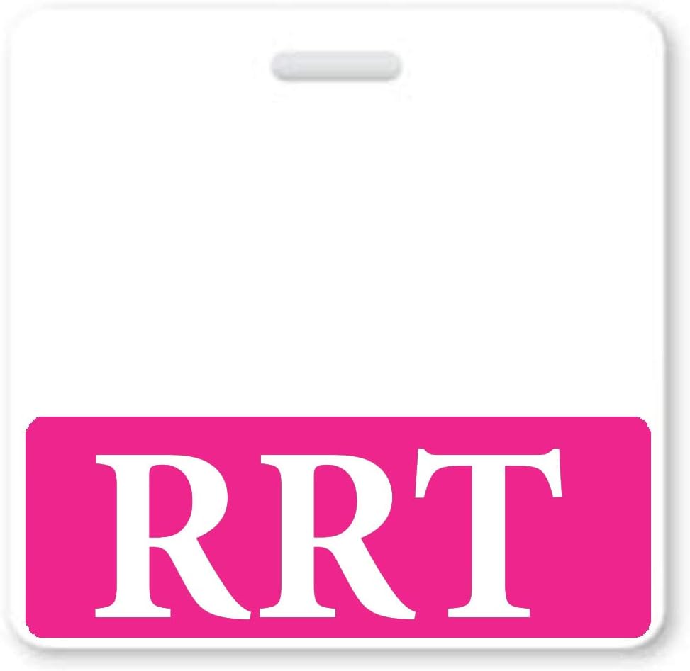 RRT Badge Buddy - Horizontal - Heavy Duty Badge Buddies for Registered Respiratory Therapists Spill Proof & Tear Resistant - Double Sided Card - Quick Role Identifier ID Card (1, Hot Pink)