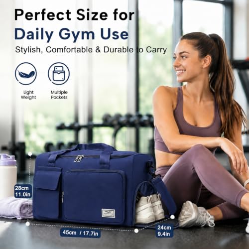 Image of FIORETTO Women's Gym Duffle Bag with Shoes Compartment, 30L Capacity, Ideal for Travel, Gym, Sports, Duffel, Weekender