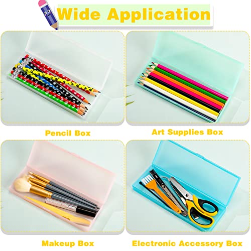 Image of Fainne 24 Plastic Pencil Case Bulk Hard Pencil Boxes with Snap Lid Crayon Maker Pen Organizer Stackable Craft Storage Boxes for School Supplies(Single Layer,Multicolor,7.09 x 2.36 x 0.98 Inch)