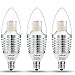 (3 Pack) LOHAS LED Candelabra Bulbs, 7W Crystal White Glow (5000K) LED Lights, 65-70 Watt Light Bulbs Equivalent, E12 Candelabra Base, 120Volt, 680 Lumens Torpedo LED Bulb for Home Lighting