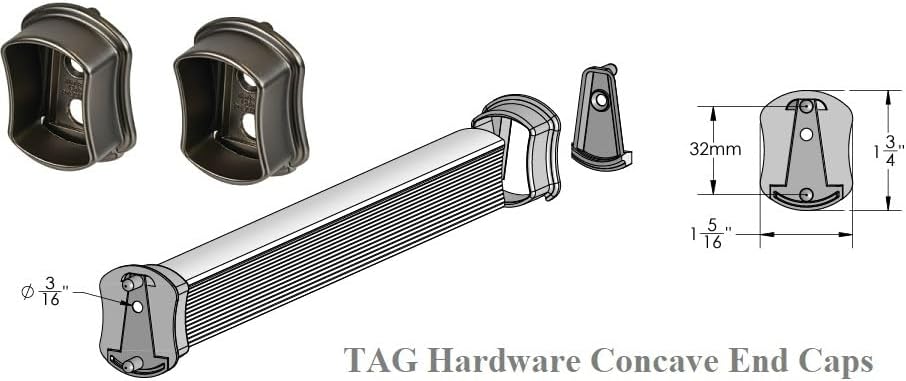 Miniatura 5 de TAG Hardware - 1 par de bridas de soporte de extremo cóncavo para armario (aluminio mate)