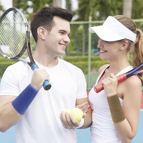 Image of 6 Inch Wrist Sweatbands Tennis Wrist Bands Absorbent Sweat Band for Men and Women Sport Long Wrist Bands, Breathable Cotton Athletic Sweatbands for Basketball, Workout, Running (4 Pack)