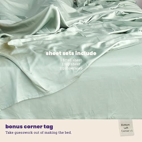 Miniatura 7 de Sheets & Giggles Juego de sábanas 100 % eucalipto lyocell  para todas las estaciones, hecho responsablemente, naturalmente refrescante, súper suave,