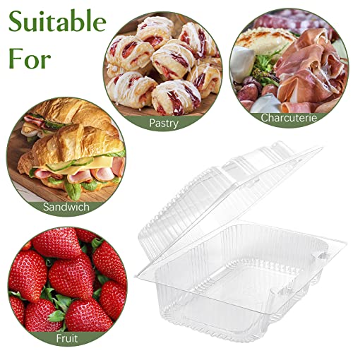 Toflen HU-XI-201 Disposable Sturdy Plastic Hinged Food Containers With Clear Lids (40 Pack) Clamshell Take Out Loaf Containers 7.2X4.7X3 Inches To Go Dessert Box Cake Slice Salad Pastry Sandwich Container thumb #3