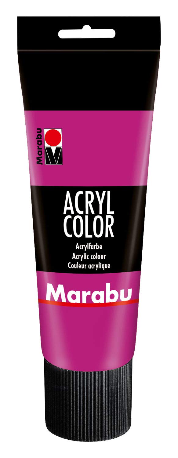 Marabu Magenta 12010025014 Acrylic Colour 225 Ml Creamy Water Based Acrylic Paint, Quick Drying, Lightfast, Waterproof, For Application With Brush And Sponge On Canvas, Paper And Wood