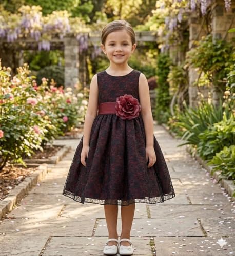 Image of Baby Girl's Poly Satin Flower Net Summer Knee Length Frock Kids Wear Birthday Dress