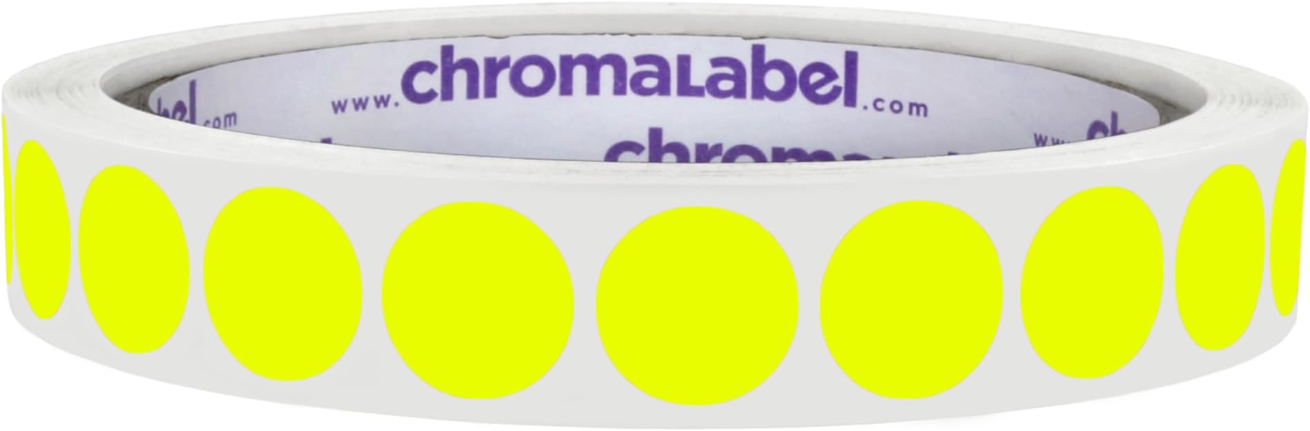 ChromaLabel 0.50 Inch Round Label Permanent Color Code Dot Stickers, 1000 Labels per Roll, Fluorescent Yellow