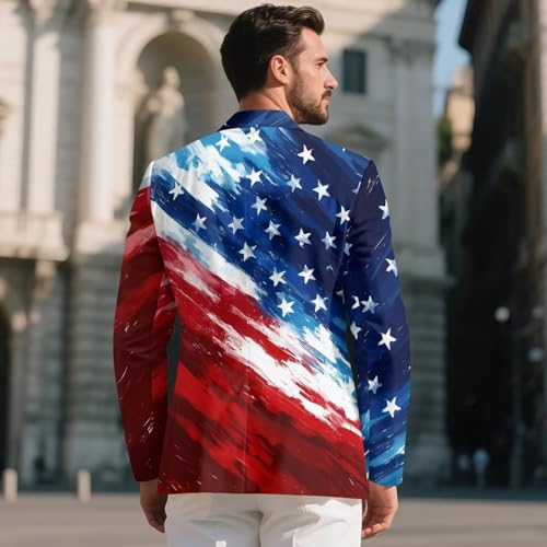 4th of July Mens Print Blazers One Button Tuxedo Jacket with Lining, Comfort, Luxury, for Wedding, Gathering3