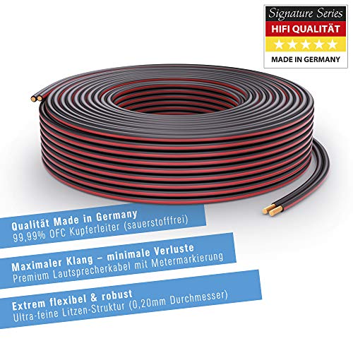 PureLink Speaker Cable Box Cable OFC 2 x 4.00 mm² 0.20 mm 30.0 m Pure Copper Cable for HiFi Speaker Boxes Subwoofer Audio Cable with Polarity Marking - Image 2