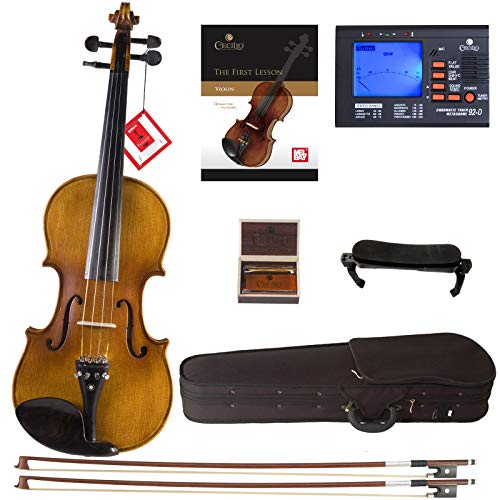 Cecilio Cvn-500 Solidwood Ebony Fitted Violin With D'addario Prelude Strings, Size 1/2 #TOP6