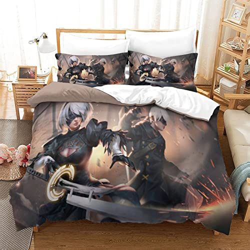 Nier Automata - Juego de funda de edredón y funda de almohada para niños, antihumedad, hipoalergénico, 140 x 200 cm