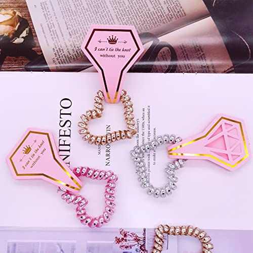 9-Pack Bridesmaid Heart Spiral Hair Ties, Bachelorette Party Decorations, Bridesmaid Proposal Gifts, Bride Tribe Favors (Champagne) #TOP4