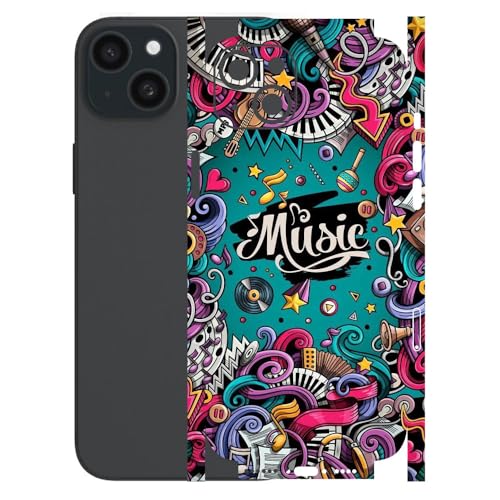Image of AtOdds - Full Body Back Screen Guard Protector Film - Lamination Wrap Skin Sticker for iPhone 15 Plus | Scratchproof Matte Finish (Design - Music)