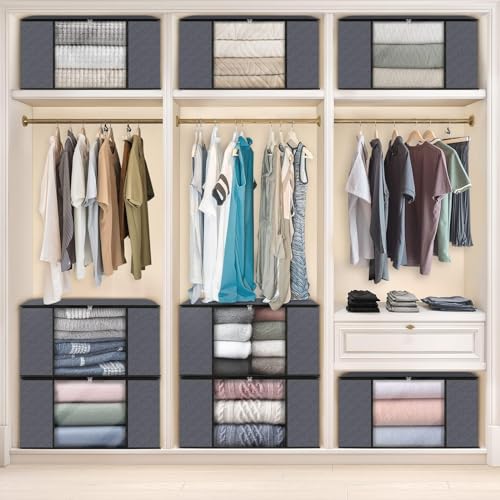 Fab totes Pacote com 8 sacos de armazenamento de roupas, cobertores dobráveis, recipientes de armaze